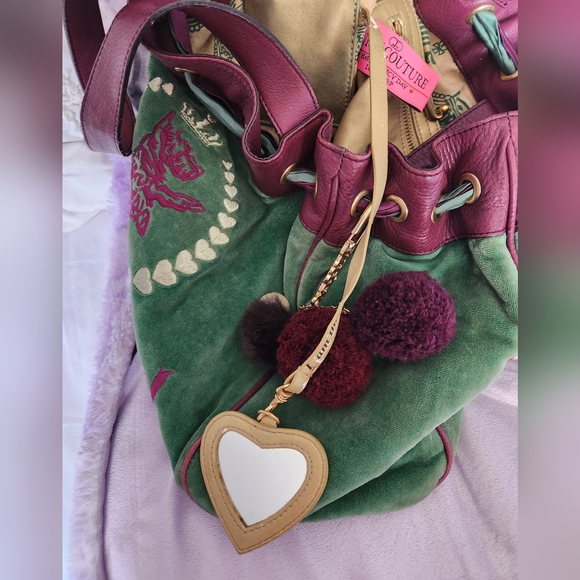 Vintage Juicy Couture Green and Purple Velour Daydreamer Bag HTF - Picture 13 of 16